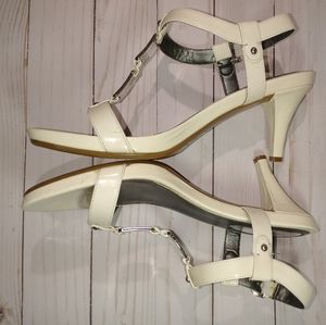 Alfani Patent white sz 10 sandal w silver accents